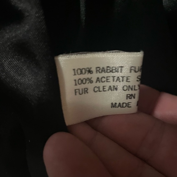 Black womens rabbit fur coat size medium made in Korea - Picture 7 of 8